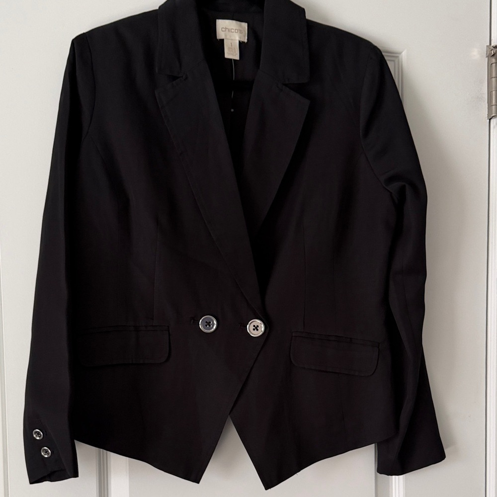 Chico’s Black Two-Button Blazer Jacket Size 2 (L) NWOT